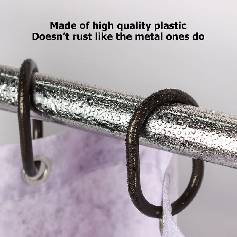 Ulable Premium Plastic Shower Curtain Rings Shower Curtain Hooks Gliding on Standard Shower Rods Easy Snap Closure (C Shape,Bronze,24Pcs) - Image 2
